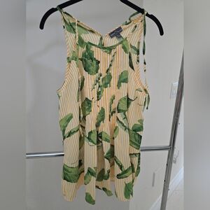 Market & Spruce Yellow and Green Leaf Print Blouse